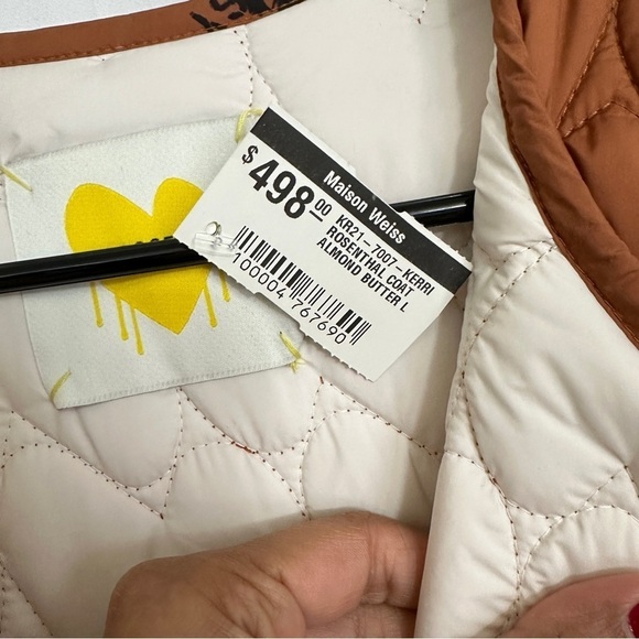 NWT Kerri Rosenthal Heart Print Winter Quilted Jacket Rust Orange Color sz L - Picture 12 of 16